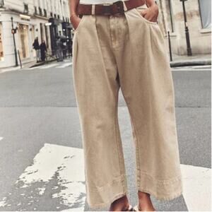 BNWT Free People Sweet Talk Chino Khaki Pants in Croissant